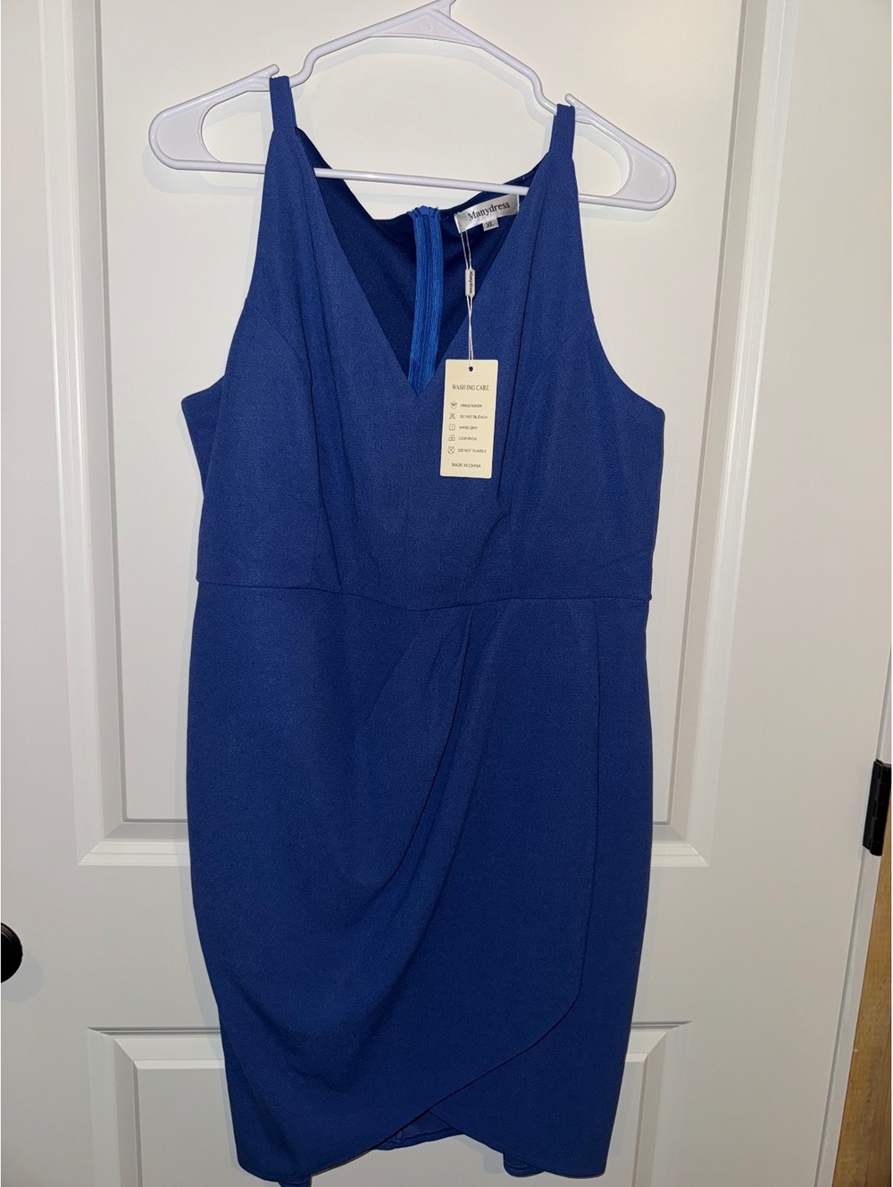 Manydress Women's Blue Sleeveless V-Neck Dress XL